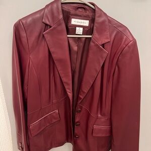 Preston & York Deep Red Leather Blazer